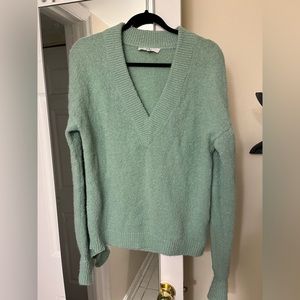 Tibi Sea Foam Green V-Neck Sweater